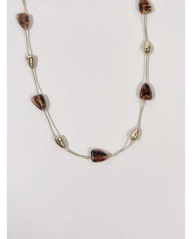 Collier Perles Marron