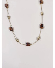 Collier Perles Marron
